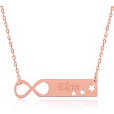 Gümüş Rose Sonsuzluk Yıldızlı Kişiye Özel Isimli Kolye