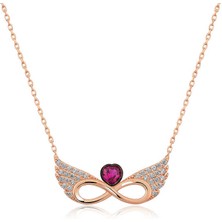 ​gümüş Rose Kanatlı Sonsuz Kalp Kolye