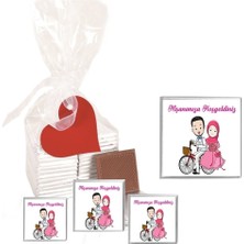 Mynil Madlen Çikolata Nişanımıza Hoşgeldiniz Marka 25 Adet Jelatin Poşette Kurdelalı Kalp Etiketli