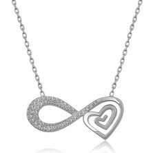 ​gümüş Kalpli Sonsuzluk Kolye