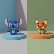 Teknik Durak Sevimli Ikili Karakter Nano Blok Seti - 3D Mikro Yapım Figürleri (2 Farklı Model)