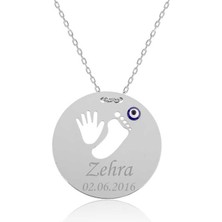 Gümüş El Ayak Izi Isimli Anne Kolyesi