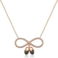 Gümüş Rose Bebek Patikli Sonsuzluk Bayan Kolye