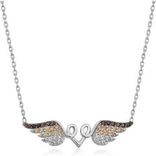 Gümüş Kanatlı Kalp Kolye