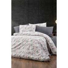 Pazarika Soft Gri Çiçek Desenli Çift Kişilik Nevresim Takımı – Modern Floral Tasarım