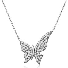 Gümüş Kelebek Bayan Kolye