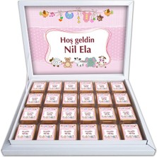 Mynil Hoşgeldin Bebek Yeni Doğan Kişiye Özel Bebek Çikolatası Pembe