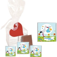 Mynil Madlen Çikolata Hoşgeldin Bebek Marka 35 Adet Jelatin Poşetli Kalpli Etiketli