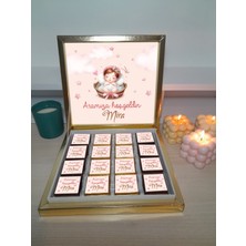 Mynil Kız Bebek Doğum Çikolatası, 48 Adet Gold Kutu