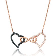 Gümüş Sonsuzluk Iki Kalp Bayan Kolye