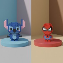 Teknik Durak Sevimli Ikili Karakter Nano Blok Seti - 3D Mikro Yapım Figürleri (2 Farklı Model)