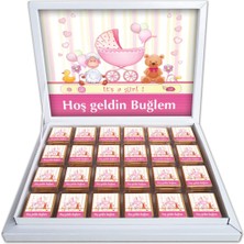 Mynil Hoş Geldin Bebek Hediyesi Kişiye Özel Çikolata Kuzucuk ve Ayıcık Pembe
