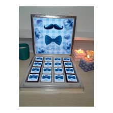 Mynil Damat Bohçası Hediyelik Çikolata 48 Adet Gümüş Kutulu Isme Özel