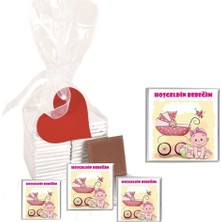 Mynil Madlen Çikolata Hoşgeldin Bebeğim Marka 35 Adet Jelatin Poşetli Kalpli Etiketli