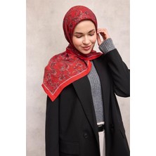 Silk Home Viskon Velora Eşarp Dört Mevsim Barok Floral Desen Kırmızı 90X90
