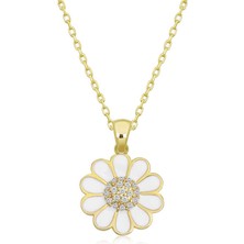 Gümüş Gold Papatya Kadın Kolye