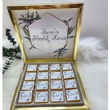 Mynil Karton Kutu 48 Li Yeşil Çiçekli Söz Nişan Çikolatası Çiçek Desenli-Altın