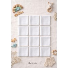 Hepsine Rakip 12 Adet Pamuklu Ekonomik Paket Çok Amaçlı Beyaz Kare Mendil 28X28 cm