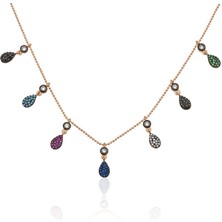 Gümüş Rose Renkli Bayan Şans Kolyesi