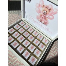 Mynil Ayıcıklı Çiçekli Bebek Çikolatası Yenidoğan Hoşgeldin Doğumgünü Çikolatası Kutulu 48 Adet