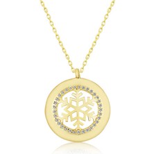 Gümüş Gold Kar Tanesi Bayan Kolye