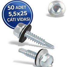 DESIPHON Trapez Çatı Vidası 5.5X25 mm 50 Adet Matkap Uçlu Sac Akıllı Vida Çatı Panel Metal Ağaç