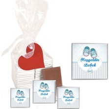 Mynil Madlen Çikolata Hoşgeldin Bebek Marka 35 Adet Jelatin Poşetli Kalpli Etiketli