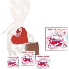 Mynil Madlen Çikolata Sargılı Düğünümüze Hoşgeldiniz Marka 70 Adet Jelatin Poşetli Kalpli Etiketli