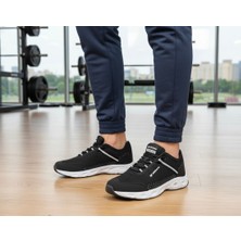 WanderFull Erkek Siyah Spor Ayakkabı Yürüyüş Koşu Ayakkabısı Hava Alan Fileli Sneaker