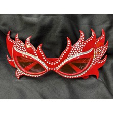 MiraLive Taşlı Göz Kamaştıran Gecenin Yıldızı Kırmızı Parti Alev Gözlük