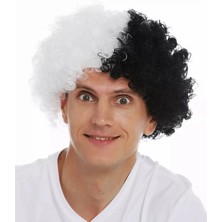 Epilons Siyah Beyaz Kıvırcık Afro Bonus Taraftar Peruğu