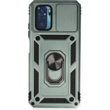 Newface Xiaomi Redmi Note 10 Kılıf Pars Lens Yüzüklü Silikon - Yeşil