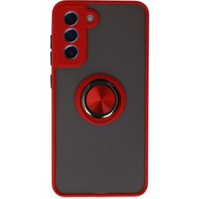 Newface Samsung Galaxy S21 Fe Kılıf Montreal Yüzüklü Silikon Kapak - Kırmızı