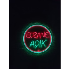 Dekoraven Eczane Için Neon "açık" Yazılı Tabela Ledli Cam Vitrin Aydınlatması