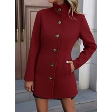 Etiler Collection Kadın Uzun Kollu Yakalı Önden Düğmeli Astarsız Ithal Kaşe Kaban