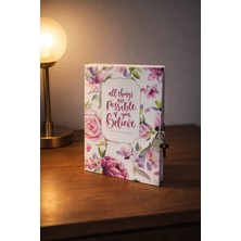 Angelphoto Pink Flowers Journal Kilitli Defter Hatıra Anı Defteri Günlük