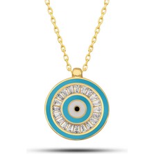 Gümüş Gold Nazar Boncuğu Kadın Kolye