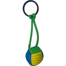 Evvel Aksesuar Fıstık Yeşili Turkuaz Sarı Örgü Küre Orta Boy Anahtarlık