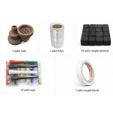 Puffstore Nargile Aksesuar Seti – Lüle, Folyo, Kömür, Sipsi ve Nargile Bandı