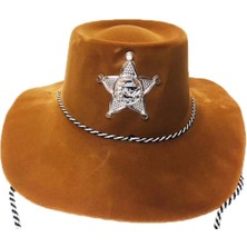 Epilons Plastik Kovboy Şapkası Nubuk Kaplama Kahve