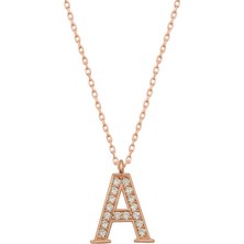 Gümüş Rose A Harfi Kadın Kolye