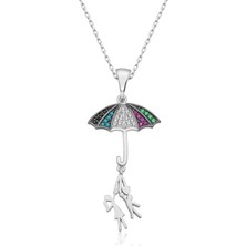 ​gümüş Şemsiye Tutan Aşıklar Kadın Kolye