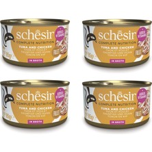 Schesir Ton ve Tavuklu Tam ve Dengeli Broth Pişirme Suyunda Kedi Konservesi 85 Gr. x 4 Adet