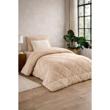 Lila Moon  Bej Renkli Tek Kişilik Lüx Welsoft Yorgan Çift Taraflı (155 x 215)