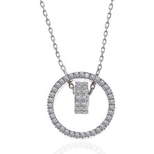 Gümüş Iç Içe Geçmiş Halka Kadın Kolye