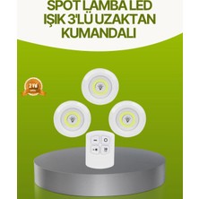 Epilons Uzaktan Kumandalı 3 Lü Kablosuz LED Spot Lamba Seti Yapışkanlı Pratik Kullanım