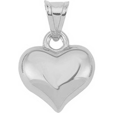 Gümüş Küçük 3 Boyutlu Kalp Kadın Kolye Ucu