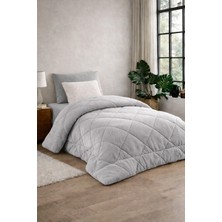 Lila Moon Gri Renkli Tek Kişilik Lüx Welsoft Yorgan Çift Taraflı (155 X215)