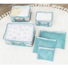 Epilons Baby 6'lı Desenli Fileli Bavul Valiz Içi Düzenleyici Çok Amaçlı Organizer (Yeşil)