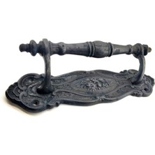 Epilons Antika Tarz Dekoratif Pirinç Çiçekli Yan Çekme Kapı Kolu - 240X62 Mm, Oksit